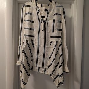 Maeve Ivory and Black Striped Blouse